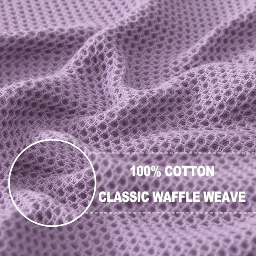 Homaxy Kitchen Dish Cloths - Ultra Soft 100% Cotton Waffle Weave, Quick Drying, 12x12 Inches, 6-Pack, Lavender
