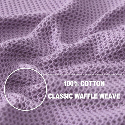 Homaxy Kitchen Dish Cloths - Ultra Soft 100% Cotton Waffle Weave, Quick Drying, 12x12 Inches, 6-Pack, Lavender