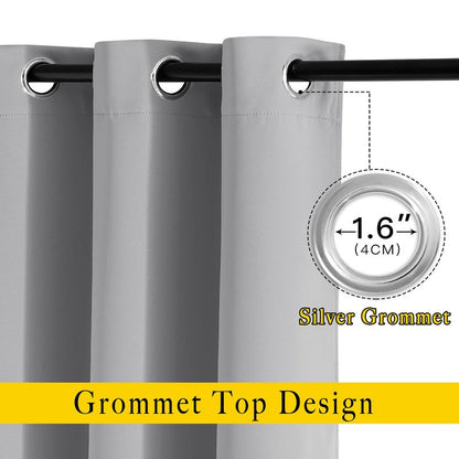 NICETOWN Bedroom Blackout Curtains & Drapes - Energy Saving Thermal Insulated Solid Grommet Light Blocking Window Treatments Privacy Room Divider for Living Room (2 Panels, Silver Grey, W66 x L102)