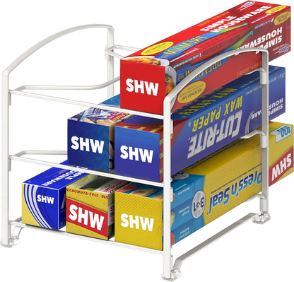 Simple Houseware Kitchen Wrap Organizer Rack - Space-Saving Design | Sleek White Finish