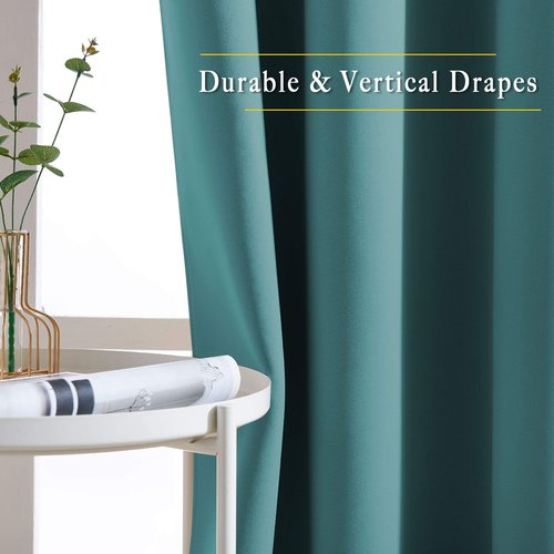 NICETOWN Room Darkening Curtain Panels - Home Fashion Ring Top Thermal Insulated Room Darkening Curtains for Bedroom/Living Room (2 Panels, 80" Wide by 95" Long, Sea Teal)