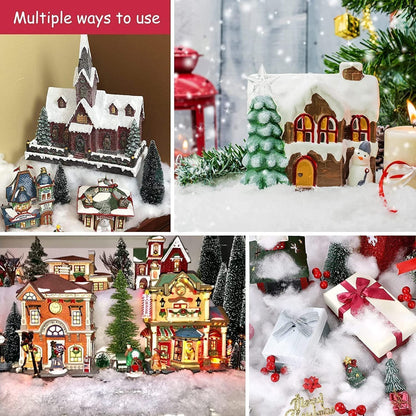 Skiennix Artificial Snow Decor - Fluffy White Cotton Wool for Christmas Trees & Holiday Displays