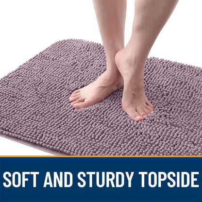 OLANLY Dog Door Mat - Absorbent Non-Slip Chenille for Muddy Paws | 59x35, Quick Dry, Deep Plum