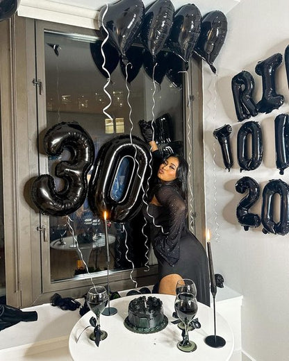 Black Number 12 Balloon - 40 Inch Giant Foil Balloon for 12th Birthday Party Decorations