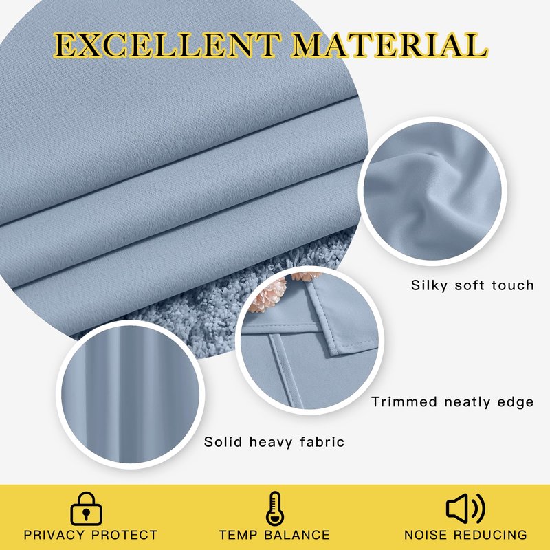 NICETOWN Vintage Blue Blackout Bedroom Curtains 96 inches Long, Grommet Thermal Insulated Room Darkening Window Treatments Sound Reducing for Living Room, W46 x L96, 2 Panels