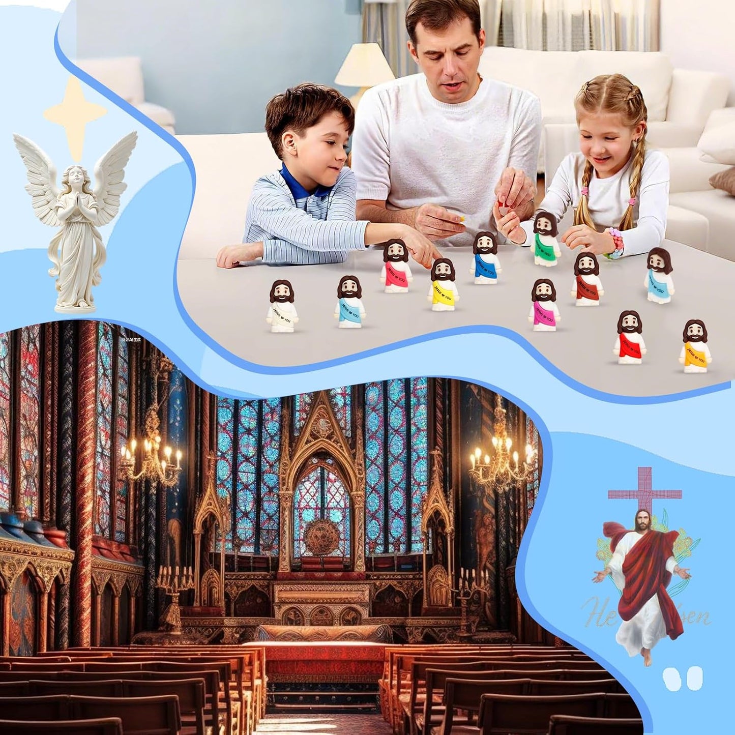 Skiennix 120PCS Mini Jesus Figurines - Colorful Tiny Religious Gifts for Easter Egg Stuffers