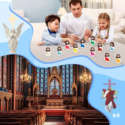 Skiennix 120PCS Mini Jesus Figurines - Colorful Tiny Religious Gifts for Easter Egg Stuffers