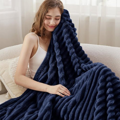 Bedsure GentleSoft Fleece Blanket - Cozy Navy Blue Throw for Couch, Perfect 50x60 Inches Size