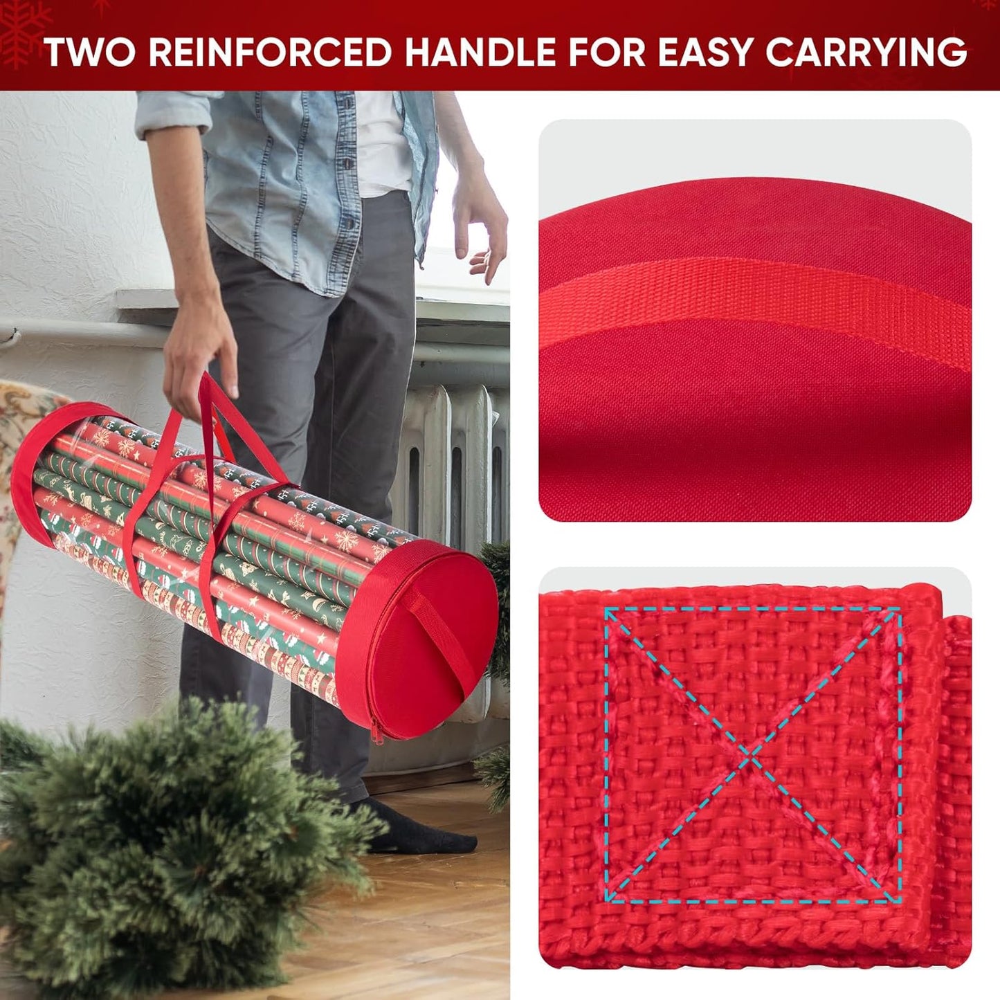 BALEINE Christmas Tree Storage Bag - 7.5FT with Christmas Wrapping Paper Organizer
