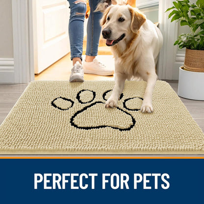 OLANLY Dog Door Mat - Absorbent Non-Slip Mud Mat for Indoor Use | Paw Print Design 36x24