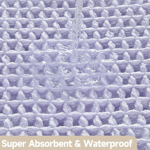 TYUU Waffle Bath Mat, Boho Bathroom Rugs Non Slip Washable Super Absorbent Quick Dry Cute Bath Mat Farmhouse Bathroom Decor, 48''x24'' Lavender Cream