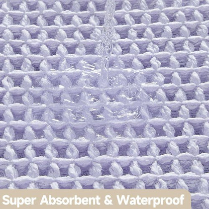 TYUU Waffle Bath Mat, Boho Bathroom Rugs Non Slip Washable Super Absorbent Quick Dry Cute Bath Mat Farmhouse Bathroom Decor, 48''x24'' Lavender Cream