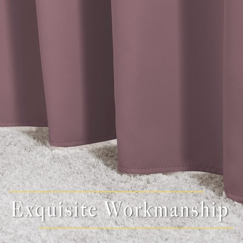 NICETOWN Blackout Curtains 90 inch Length, Sound Reducing Thermal Insulated Grommet Room Darkening Window Treatments for Bedroom/Living Room, 2 Panels, W52 x L90, Dry Rose