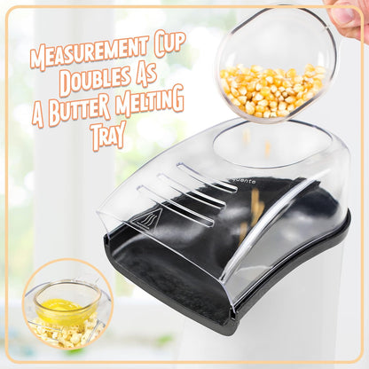 Nostalgia Air Popper Popcorn Maker - Oil-Free 16 Cups Popcorn | Includes 4-Oz Measuring Cup - White