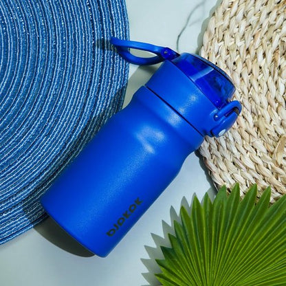 BJPKPK Stainless Steel Insulated Water Bottle - 14oz Reusable Thermal Flask with Straw Lid | Light Pink