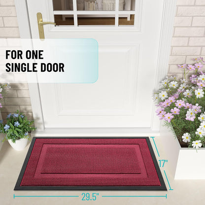 OLANLY Indoor Outdoor Front Door Mat - Waterproof All-Season Doormat, Sturdy Rubber, 47x23, Burgundy