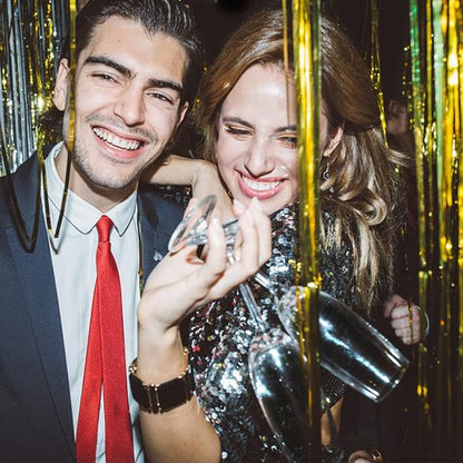 Foil Curtain Backdrop - 20 Pack Gold Metallic Tinsel Fringe for Photo Booths & Celebrations