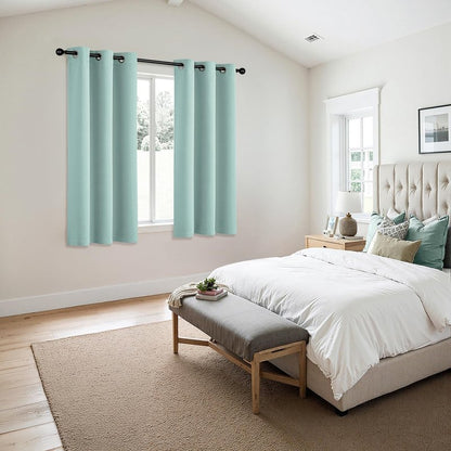 MIULEE Aqua Blackout Curtains for Bedroom Living Room 45 Inches Long 2 Panels, Thermal Insulated Room Darkening Drapes Solid Grommet Noise Reduction Light Blocking Window Treatments 40x45 Inch