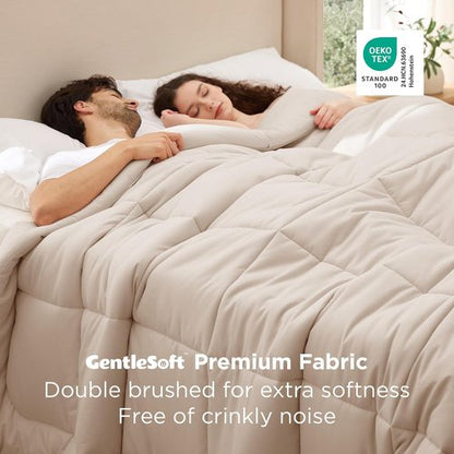 Bedsure Comforter Duvet Insert - Oversized King Size, All-Season GentleSoft Down Alternative, Beige 116 x 98 Inches