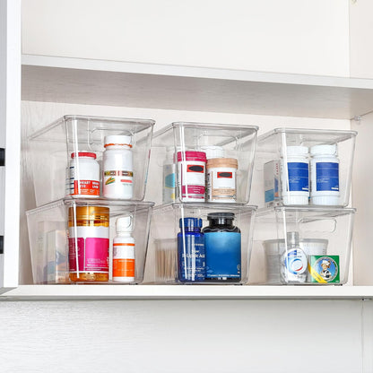 Vtopmart Clear Stackable Storage Bins - Medium Plastic Containers with Lids for Kitchen & Pantry Organization