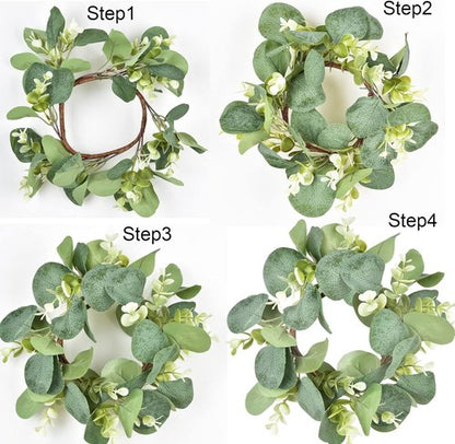 LSKYTOP Eucalyptus Faux Wreaths - 2 Pcs Artificial Greenery for Farmhouse Decor | 9 Inch Each