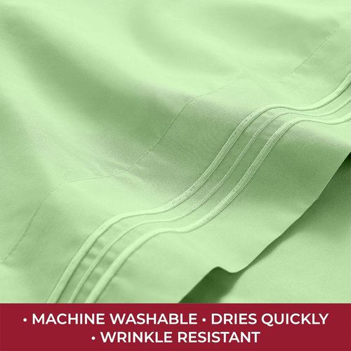 Mellanni RV Short Queen Sheets - 4 PC Iconic Collection Bedding - Hotel Luxury, Extra Soft, Cooling Bed Sheets - Deep Pocket up to 10 inch (RV/Short Queen, Pistachio)