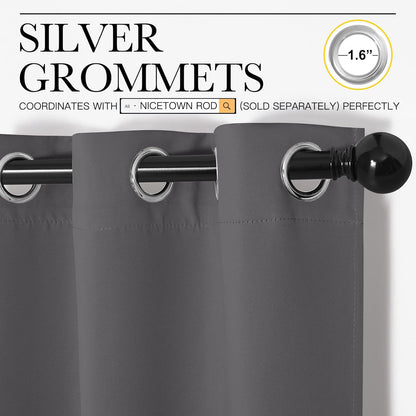 NICETOWN Blackout Curtains - Thermal Insulated Drapery Panels | Solid Ring Top, Gray, 34 x 84 Inches (Set of 2)
