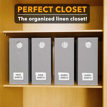 SpaceAid Bed Sheet Organizers - Foldable Linen Closet Storage | XL Queen & King Size, Gray