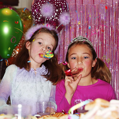 Skiennix Tinsel Curtain | Pink Glitter Foil Fringe Backdrop | 5-Pack Party Decor for Events