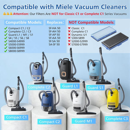 Miele SF-HA 50 HEPA Filters - 3 Pack for Miele Compact C1/C2 & Complete C2/C3 Vacuums