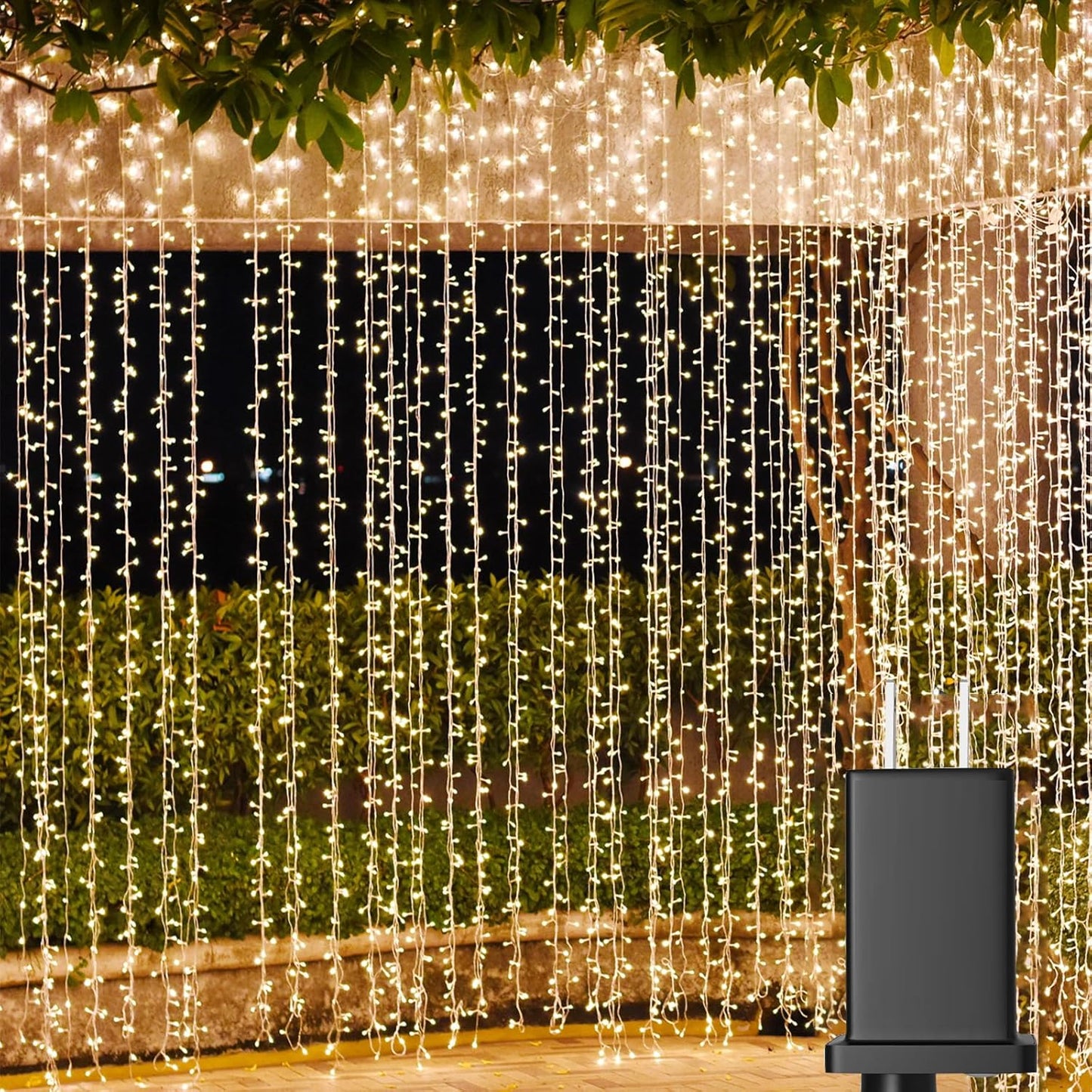Solhice LED Curtain Lights - 800 Warm White Twinkle String Lights for Outdoor & Indoor Décor | 40ft x 10ft