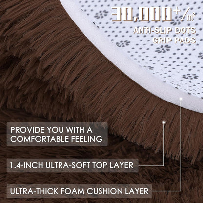OLANLY Soft Fluffy Shaggy Small Rug - Machine Washable Indoor Carpet for Bedroom & Nursery | 2x2 ft