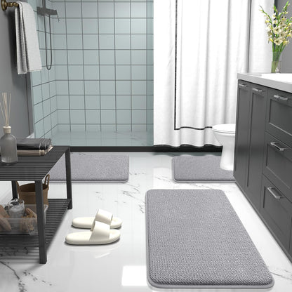 OLANLY Thick Memory Foam Bath Mat Rug - Extra Soft, Non-Slip, Quick Dry | 30x20 Grey Bathroom Accessory