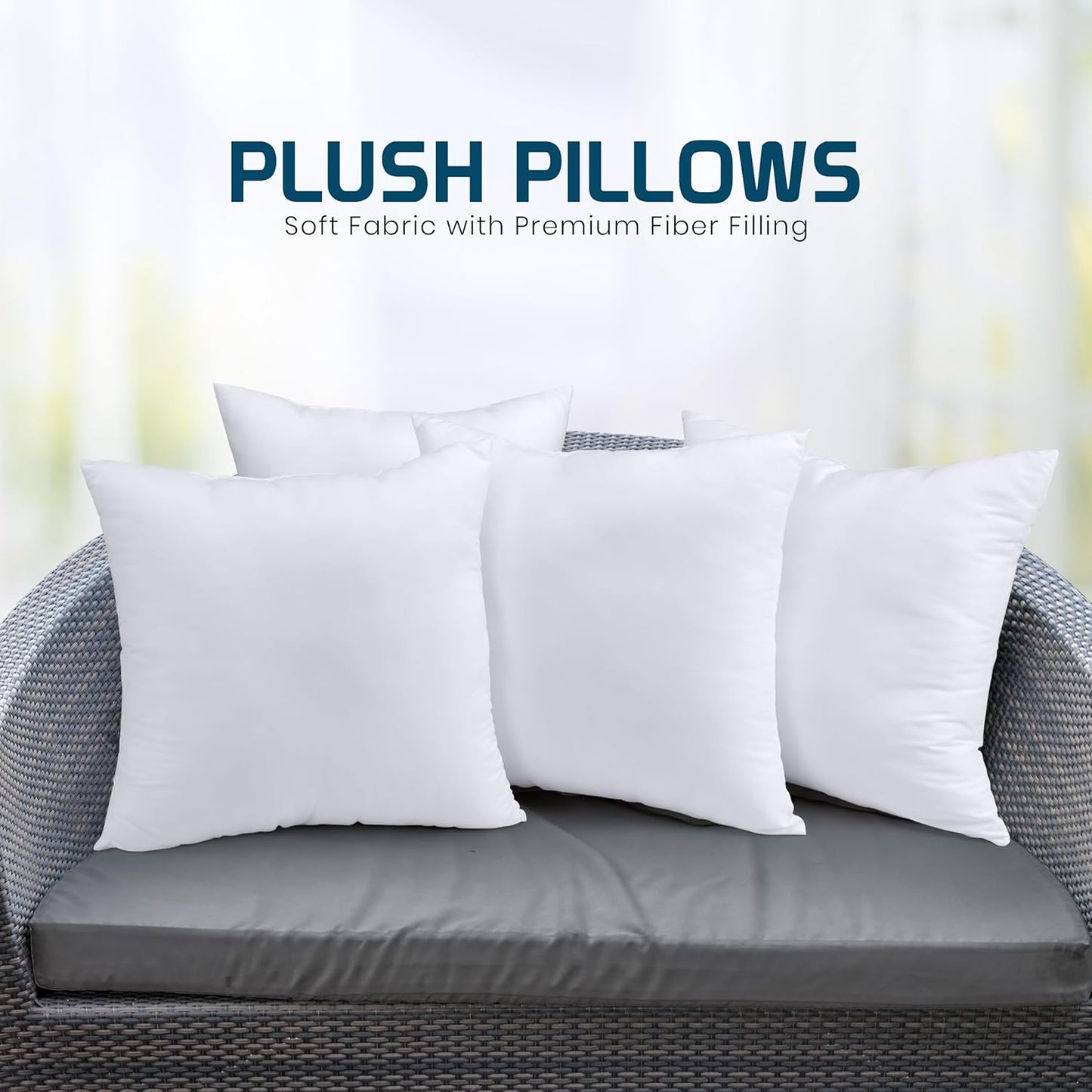 Utopia Bedding Throw Pillows - Set of 4 Fluffy 20 x 20 Inch Down Alternative Cushions | White for Bed & Sofa