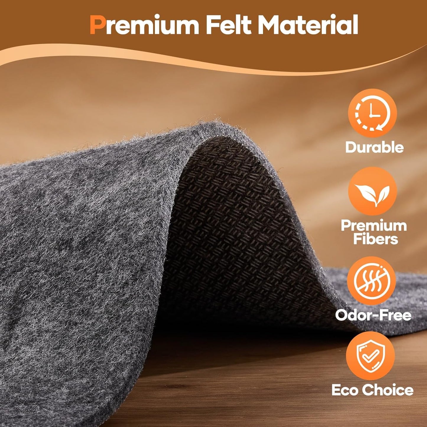 Veken Non-Slip Rug Pad - Cushioned Gripper for Hardwood Floors | 5 x 7 Ft, 1/4 Inch Thick
