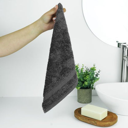 Chakir Turkish Linens | Hotel & Spa Quality 100% Cotton Premium Turkish Towels | Soft & Absorbent (12-Piece Washcloths, Dark Gray)