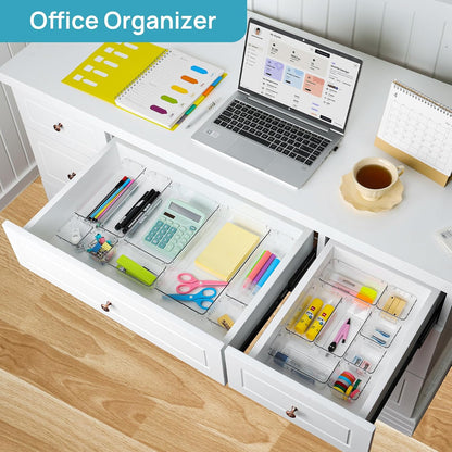 Vtopmart 88PCS Clear Plastic Drawer Organizers - Versatile Storage Bins for Makeup, Kitchen & Office