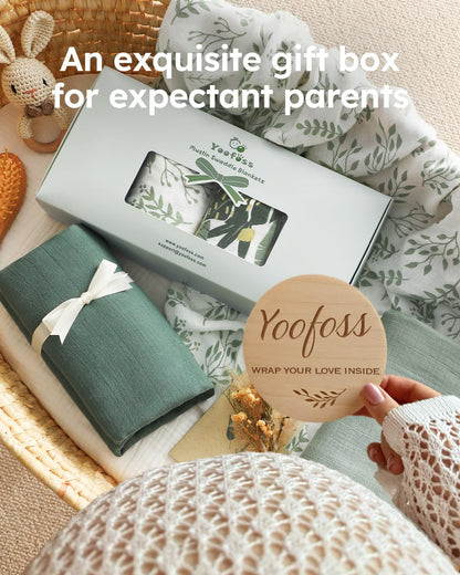 Yoofoss Organic Muslin Swaddle Blanket - Soft & Breathable 47 x 47 Inches for Newborns, Baby Boys & Girls