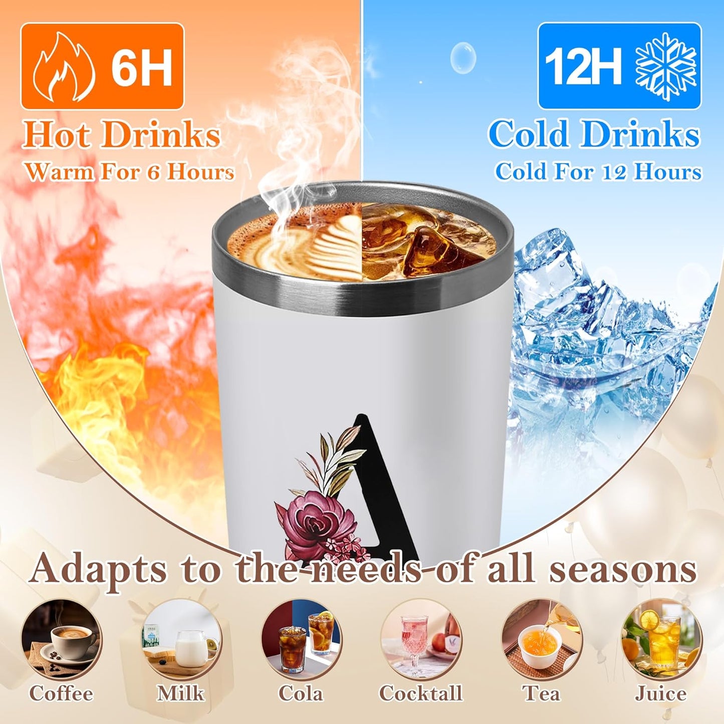 Skiennix 20 Oz Insulated Coffee Cup - Travel Tumbler with Lid | Perfect Gift for Women & Friends