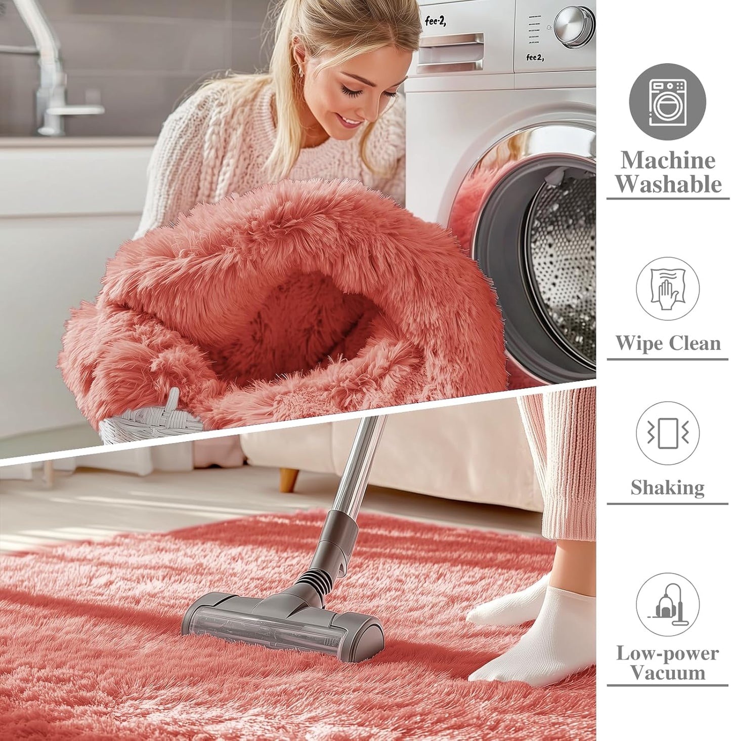 OLANLY Runner Rugs - Soft, Machine Washable Shaggy Carpet for Hallway & Bedroom | Rust Red, 2x8 ft