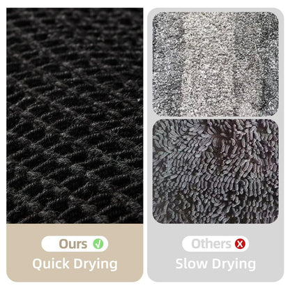 TYUU Black Long Bathroom Rug, Waffle Runner Rug Bathroom Non Slip Washable Super Absorbent Quick Dry Boho Farmhouse Bath Decor, 72"x24" Black