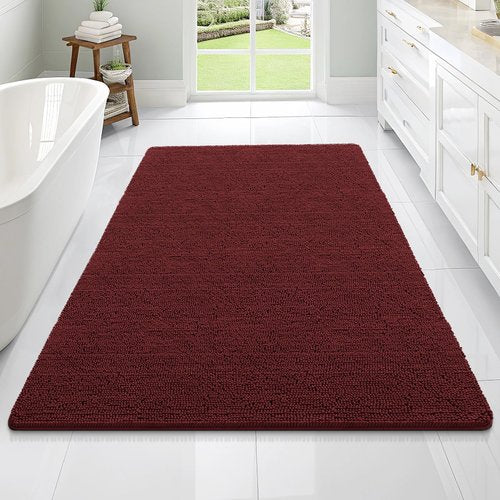 OLANLY Bathroom Rugs 70x46, Extra Soft Absorbent Chenille Bath Rugs, Rubber Backing Quick Dry, Machine Washable Bath Mats for Bathroom Floor, Tub and Shower, Home Decor Accessories, Andorra Red-Brown