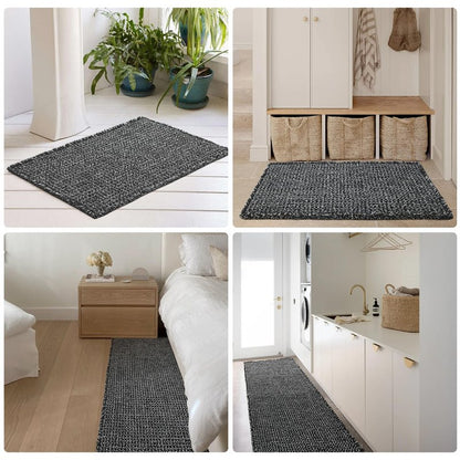 TYUU Black and White Bathroom Rugs, Waffle Bath Mat Non Slip Washable Super Absorbent Quick Dry Boho Farmhouse Bathroom Decor, 30"x20" Black and White