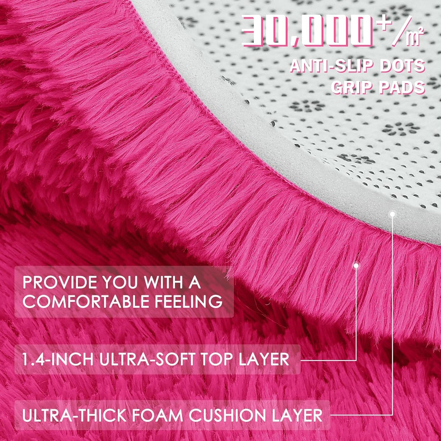 OLANLY Soft Fluffy Shaggy Runner Rugs - Machine Washable Indoor Carpet for Hallway & Bedroom | Hot Pink