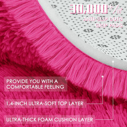 OLANLY Small Bedside Rug - Soft Fluffy Shaggy Throw Rug for Bedroom & Living Room | Hot Pink