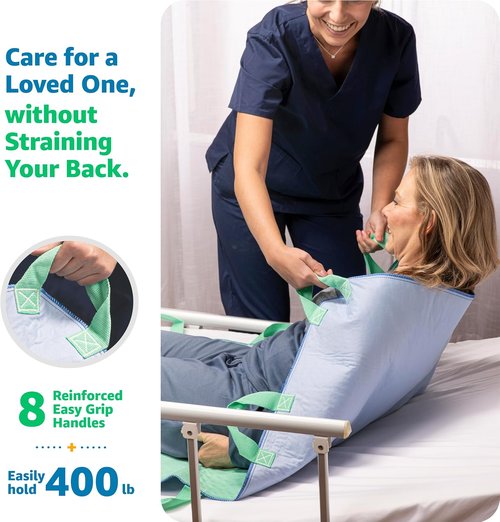 Improvia Bed Pad - Waterproof & Quick-Drying with 8 Reinforced Handles | 34" x 52" for Elderly Care