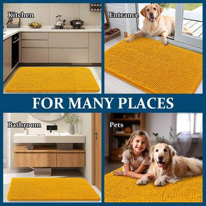 OLANLY Dog Door Mat - Absorbent Non-Slip Washable Doormat for Muddy Paws | 36x24 Golden Yellow