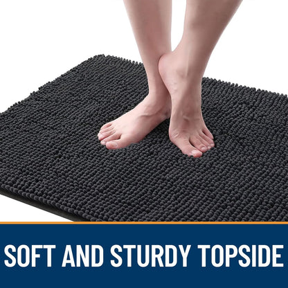 OLANLY Dog Door Mat - Absorbent Non-Slip Chenille Mat for Muddy Paws | 54x24 Inches, Dark Grey