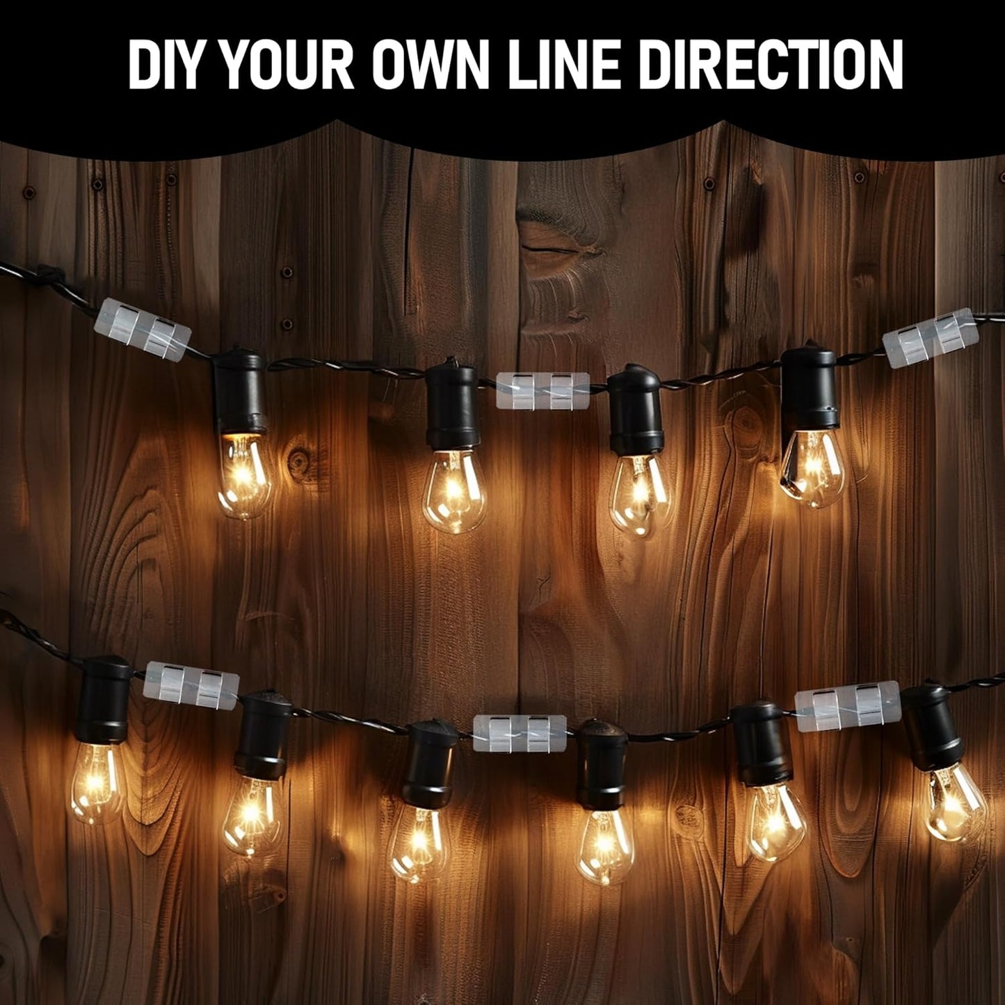 TW SHINE Heavy Duty Hooks for Outdoor String Lights - 60 Pack Clear Clips with Waterproof Adhesive