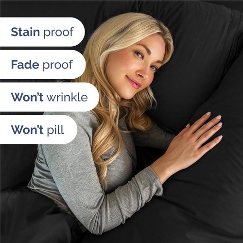 Comfy 4-Piece Sheet Set by [Brand Name] - Breathable Cooling Bed Sheets | Ultra-Soft, Deep Pockets, Oeko-Tex Certified - Black
